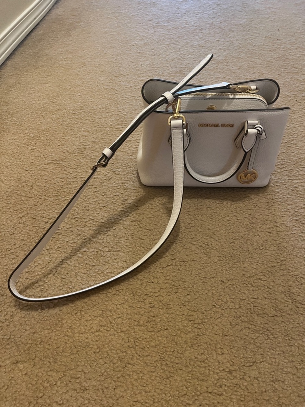 Michael Kors White Leather Mini Satchel with Gold Hardware - Picture 2 of 8